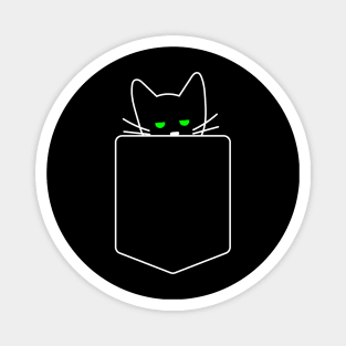 Green Eyed Cat In Pocket | One Line Drawing | One Line Art | Minimal | Minimalist Magnet